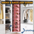 SpaceAid 9 Tier Rotating Shoe Rack Tower, Spinning Shoe Display Lazy Susan, Revolving 360 Shoe Rack Storage Round Carousel, Vertical Handbag Rotate Shoes Closet Organization (9-Tier Pink) - Image 4