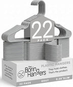 Gray Plastic Hangers 22 Pack - 10 lb Heavy Duty Grey Clothes Hangers for Closet - 0.20" Slim & Space Saving Closet Organizer Coat Hangers, New Apartment Essentials Wardrobe by TheBoringHangers