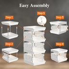 Lifewit 4 Tier Plastic Stackable Storage Baskets for Clothes 2 Pack, White - Image 5