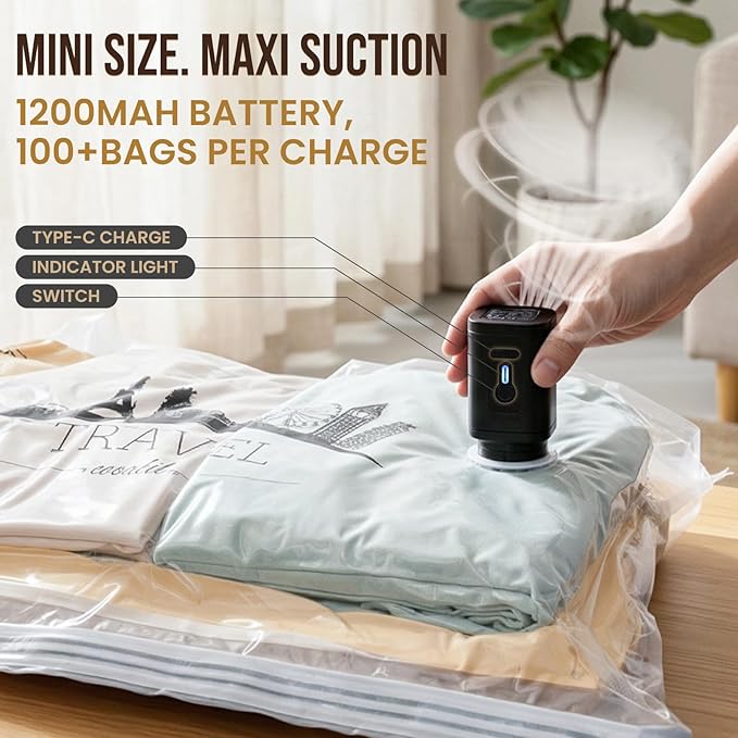 TAILI Vacuum Storage Bags with Cordless Pump, 10 Pack(4M+4L+2XL) - Image 3