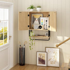 RUSTOWN Fluted Bathroom Wall Cabinet with 2 Doors, 3-Tier Medicine Cabinet - Image 6