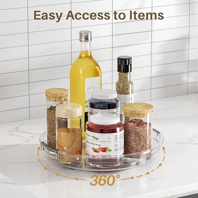 LAMU 3 Pack 9'' Lazy Susan Organizer Turntable for Cabinet, Pantry Organizers and Storage, Rotating Condiment Organizer for Kitchen, Table Top, Fridge, Countertop, Spice Organization - Image 5