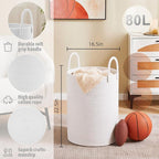 Artfeel Laundry Basket,Woven Cotton Rope Laundry Hamper,80L for Decorative Storage of Dirty Clothes,Toys and Blankets in Bathroom,Baby Room and Living Room - Image 6