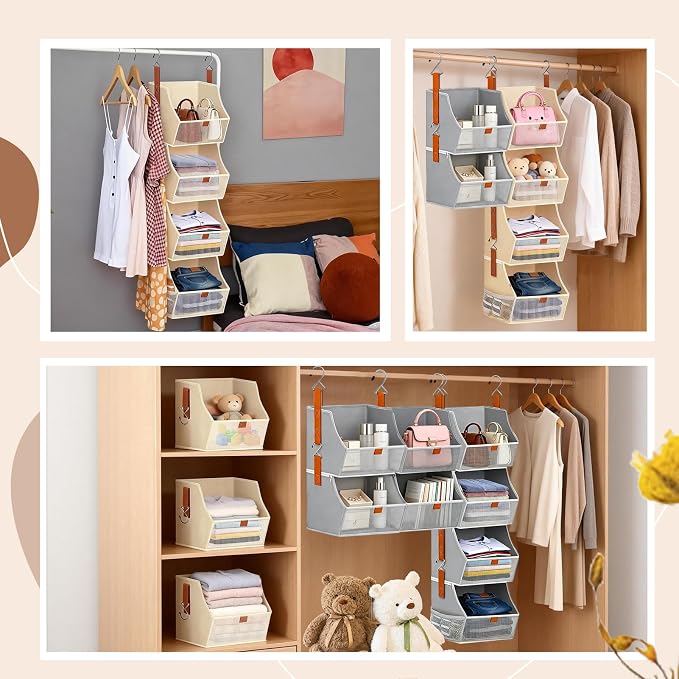 Fabric Hanging Closet Clothes Organizers and Storage Detachable 4 Tier - Image 7
