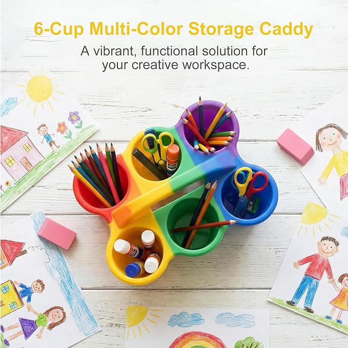 6-Pack Classroom Caddy Organizer with Handle, Vibrant Multicolor - Image 6