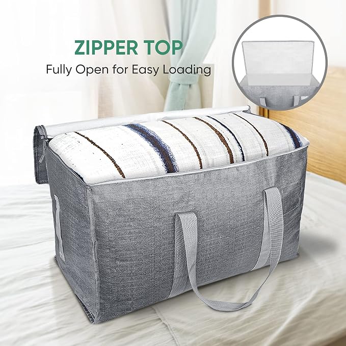 BALEINE 2-Pack Oversized Moving Bags with Reinforced Handles, Heavy-Duty Storage Tote for Clothes, Moving Supplies (Winter Grey, 2-Pack) - Image 7