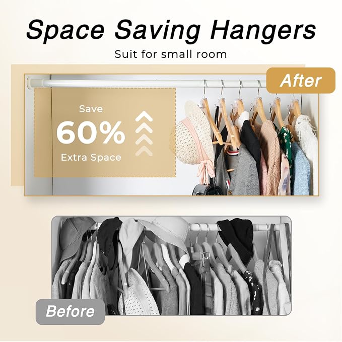 HOUSE DAY Space Saving Hangers 20 Pack, Clear Clothes Hanger Connector Hooks, Heavy Duty Hangers Space Saver, Premium College Dorm Room Essentials, Closet Organizers and Storage - Image 2