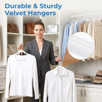 Smartor White Velvet Hangers 50 Pack, Non-Slip Space-Saving Clothes Hangers - Image 8