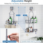 Upgraded Extended Length Shower Caddy Over Showerhead No Blocking to Showerhead, Rustproof Bathroom Organizers and Storage with Hooks Shampoo Soap Holder, Large Hanging Caddy, Grey - Image 3