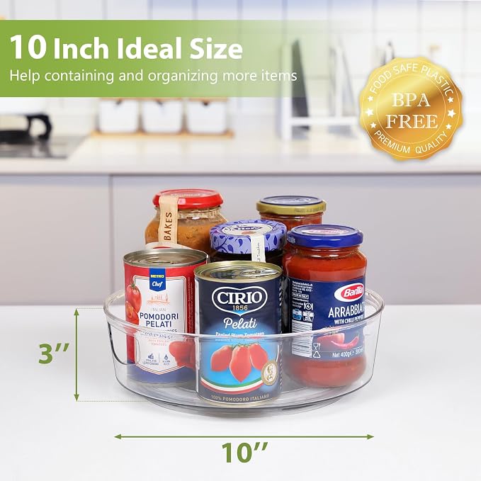 Guzon 4 Pack Lazy Susan Turntable, 10 Inch Rotating Organizer with Handles - Image 5