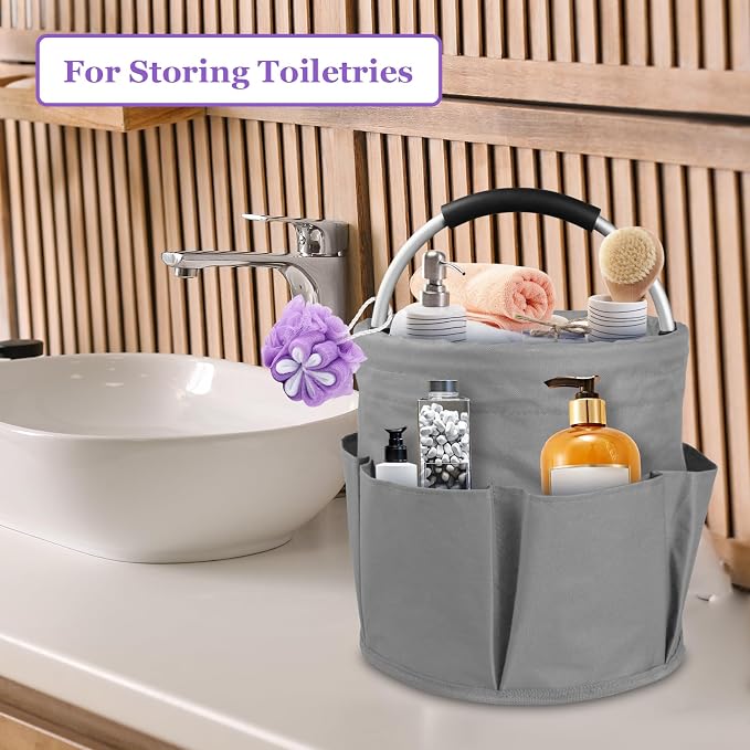 2Pcs 17L Foldable Cleaning Caddy Tote with Handle for Camping, Dark Gray - Image 7