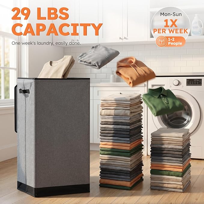 SOLEDI 100L Laundry Hamper with Lid, Large Collapsible Laundry Basket - Image 4