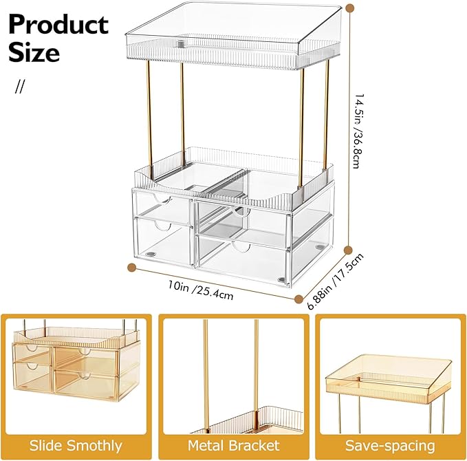 SNSLXH 4-Tier Clear Makeup Organizer Bathroom Storage - Image 2