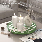 AMH 13-Inch Green and White Checkerboard Lazy Susan with Rubberwood Base - Image 3