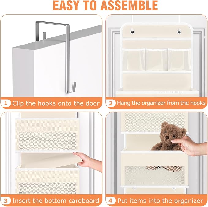 Over The Door Organizer Storage Large Capacity Hanging Bedroom Storage | 6 Shelves, Detachable, 40 LB Capacity, Mesh Design, Clear Window, Sturdy, Storage Organizer for Nursery, Pantry & Closet - Image 3