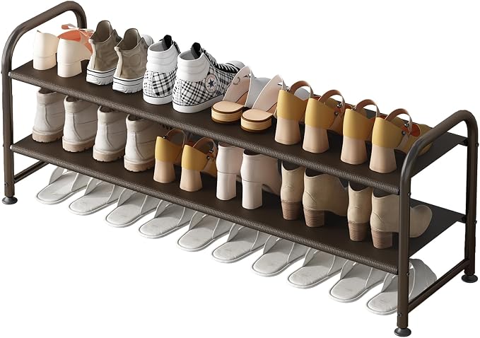 INGIORDAR 2 Tier Long Shoe Rack Organizer for Closet Metal Shoe Storage by INGIORDAR