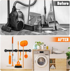 Magnetic Broom Holder Wall Mount with 4 Hooks and 5 Rack- Heavy Duty Non-Slip Mop Hanger for Wet Mops&Cleaning Tools on Refrigerator,Metal Door,Garage,Kitchen,Laundry Room - Image 4