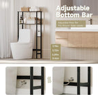 Over The Toilet Storage,2-Tier Bamboo Bathroom Shelf with Paper Holder - Image 5