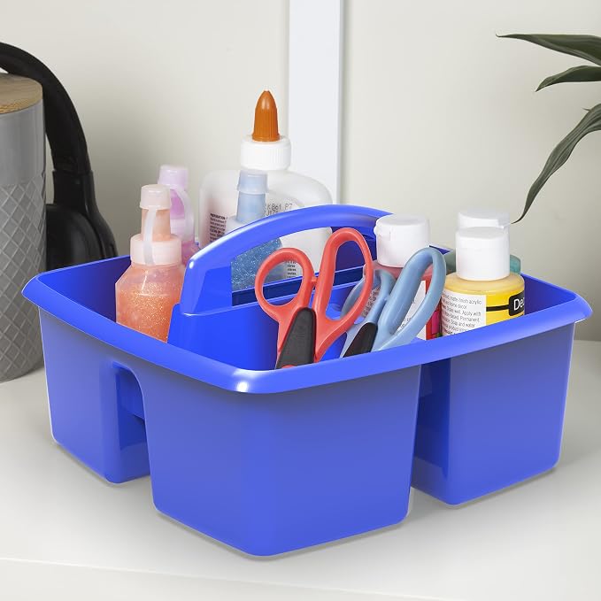 Storex Classroom Caddy, 9.25 x 9.25 x 5.25 Inches, Assorted Colors, Color Assortment Will Vary, Case of 6 (00940U06C), Small Caddy - Image 2