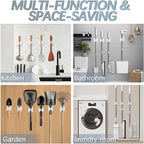 3-H 24-Pack Self Adhesive Broom Holder Wall Mount - Heavy Duty No Drill Broom Organizer for Garage Closet Kitchen, Plastic Storage Rack for Brooms Mops Tools, Peel and Stick Adhesive, White - Image 7