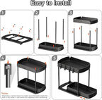 2 Packs Under Sink Pull-Out Storage Organizers, 12.8 Inches, Black - Image 7