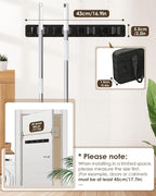 AceMining Black Broom Holder Wall Mount, 4 Holders 4 Hooks Mop Holder - Image 4