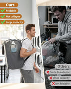 House Again 76L Laundry Backpack, 210D Oxford Heavy Duty Laundry Bag Backpack with Adjustable Shoulder Straps, Foldable Laundry Bag for College Dorm and Travel, Grey - Image 6