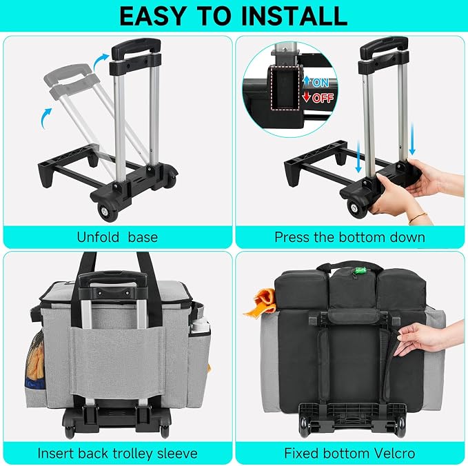 Cleaning Cadddy Bag with Rolling Cart, Large Cleaning Bag with Wheels - Image 8