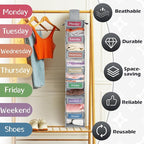 2 Pack 7 Shelf Weekly Clothes Organizer Hanging Closet for Kids with Side Pockets Weekday Shoes Rack Weekly Clothes Organizers Monday Through Weekend Foldable Storage Shelves(Gray) - Image 5
