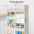 Yecaye 6 Tier Over The Door Organizer, Door Organizer with 12 Compartments | 20" W, Extra Large Behind Door Storage With 12 Side Pockets, 80lbs Heavy Duty, Clear Window, for Closet Bedroom - Image 6