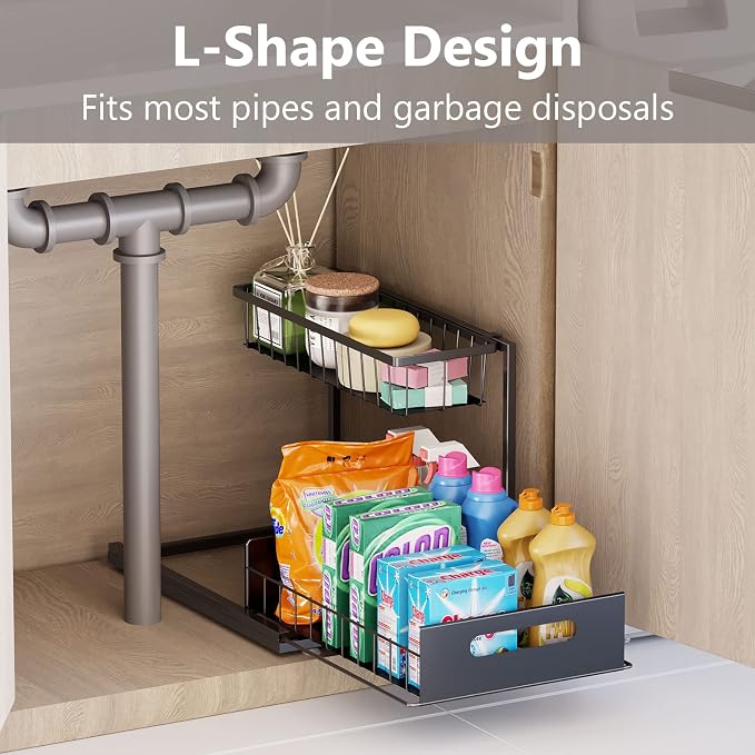 Ceetug Slide Out Under Sink Organizers and Storage, Black, 1 Pack - Image 2