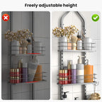 Shower Caddy Hanging (Silver), Adjustable Anti-Swing-Over The Shower Head Caddy, 3 Tier Height Bathroom Storage Organizer Bathroom Shelves Basket Rack Shower Caddies (3Tier) - Image 4