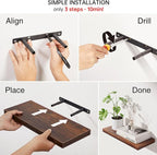 BAYKA Rustic Brown Bathroom Floating Shelves, 15.7in, 3Pk, Wall Mount Shelf - Image 8