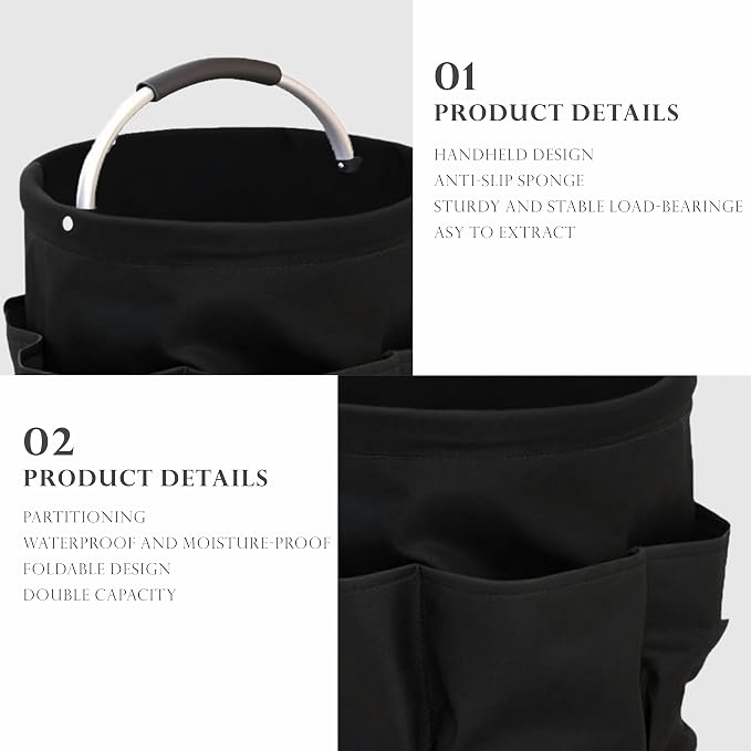 Cleaning Caddy with Handle,Cleaning Supplies 17L Foldable Storage Basket - Image 6