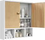 Bathroom Wall Cabinet,Wooden Medicine Cabinet with Fluted Doors - Image 9