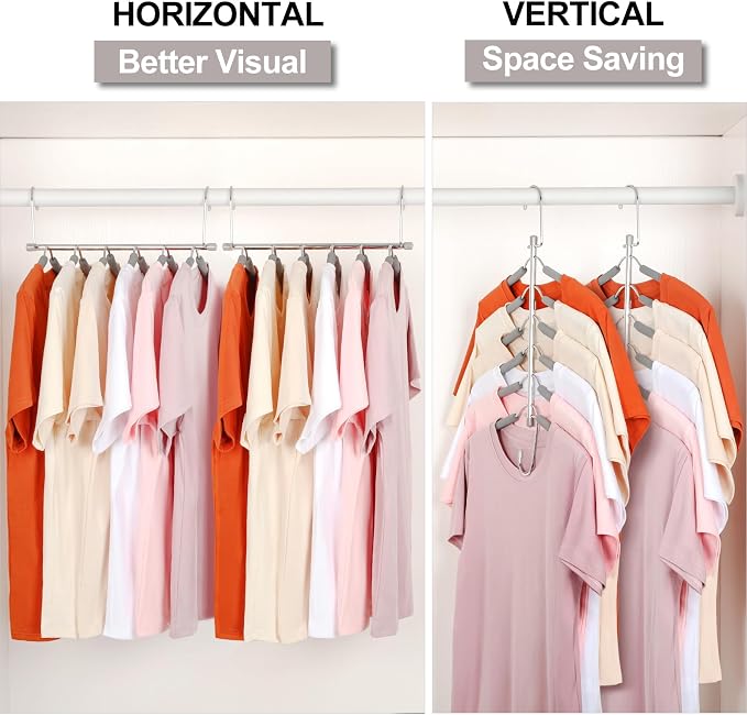 TOPIA HANGER Clothes Hanger Space Saving, 6 Tier Shirt Coat Hangers Space Saving No Bump Shoulder Hangers with No Slip Foam Padded Closet Organizers and Storage for Men and Women 2 Pack CT87G - Image 3