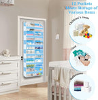 Over The Door Organizer 6 Tiers, Extra Large Behind Door Storage of 12 Compartments, 80 lbs Weight Capacity Hanging Storage Organizer with Clear Window Kids Toys,Shoes,Diapers,Room Storage,Blue - Image 6