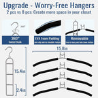 Clothes Hangers Space Saving, Newly Upgraded Detachable Shirt Hangers, 4-Tier Non-Slip Coat Hanger with 360° Swivel Hook for Closet Organizers and Storage Shirt,Sweater,Suit - 4 Pack, Patent Pending - Image 7
