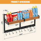 Broom and Mop Organizer Wall Hanging, Broom Holder Wall Mount with Cleaning Supplies Organizer, Broom Hanger Wall Mount with Storage Shelf and Hooks for Laundry Room Garage Kitchen - Image 2