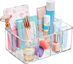STORi 5-Compartment Clear Plastic Organizer | Rectangular Divided Makeup and Vanity Storage Bin and Office Desk Caddy | Scalloped Wall Design | Made in USA by STORi