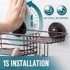 TAILI Shower Caddy Suction Cup with Hooks & Soap Holder, Brown Shower Shelf - Image 2
