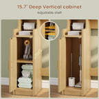 Itaar Arched Over The Toilet Storage Cabinet, 78.7" H Fluted Bathroom Organizer with Reversible Side Cabinet, Adjustable Shelves, Anti-Tipping, Hooks & Paper Holder for Bathroom Laundry Room, Oak - Image 7