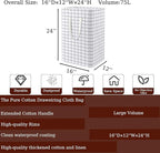 Waterproof Laundry Hamper Collapsible Laundry Basket Leather Handle Laundry Bag Large Clothes Storage Toy Organization for Bathroom Bedroom Laundryroom College Dorms (Laundry Basket-005) - Image 2