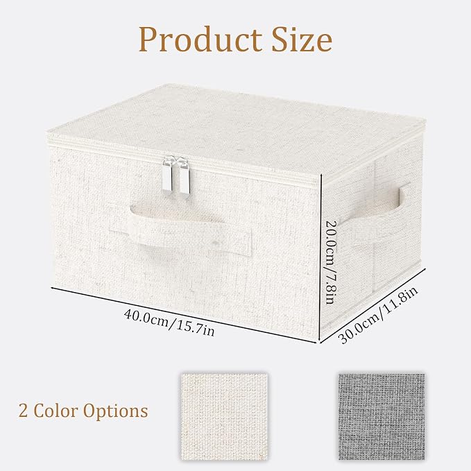 Underbed Storage Baskets with Lids,15.7x11.8x7.8in,Beige,2 Pack - Image 7