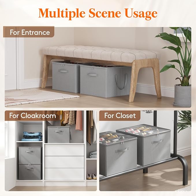 Lifewit Shoe Storage Organizer for Closet, Holder Box, 2 Pack, Light Gray - Image 8