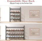Bumusty 4 Tier Expandable Shoe Rack for Closet, Light Grey | 18"-33" Adjustable Shoe Rack for Entryway, Small Shoe Organizer for Dorm, Front Door, Sturdy Metal - Image 4