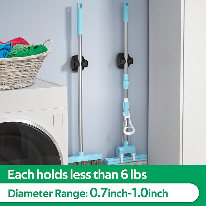 reliahom Broom Holder Wall Mount Mop Grippers organizer wall hanging,10Pack - Image 5