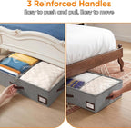 OIAHOMY 2 Pack 38L Under Bed Storage with Adjustable Dividers, 6" Low Profile Underbed Storage Bins for Comforters & Clothes, Save Closet Space with Clear View Lid & Reinforced Handles, Grey - Image 6