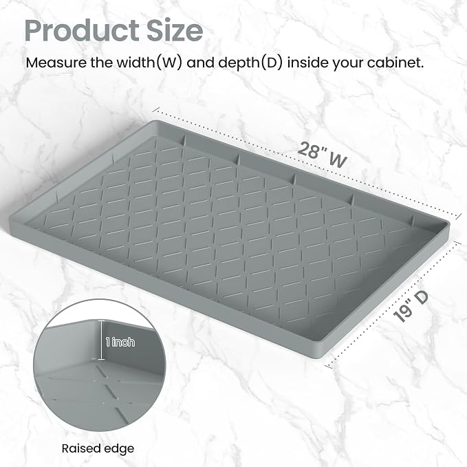 Mateeylife Under Sink Mat Kitchen Waterproof，Silicone Sink Tray 28"X19" - Image 5