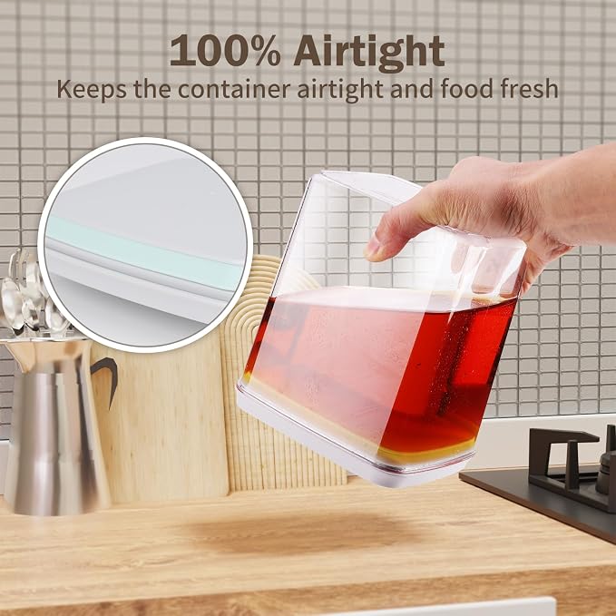 Melovom Pop Food Storage Containers Airtight Food Storage Containers Set with Lids Kitchen Pantry Organization and Storage, Stackable, BPA Free, 3 x 1.2Qt - Image 4